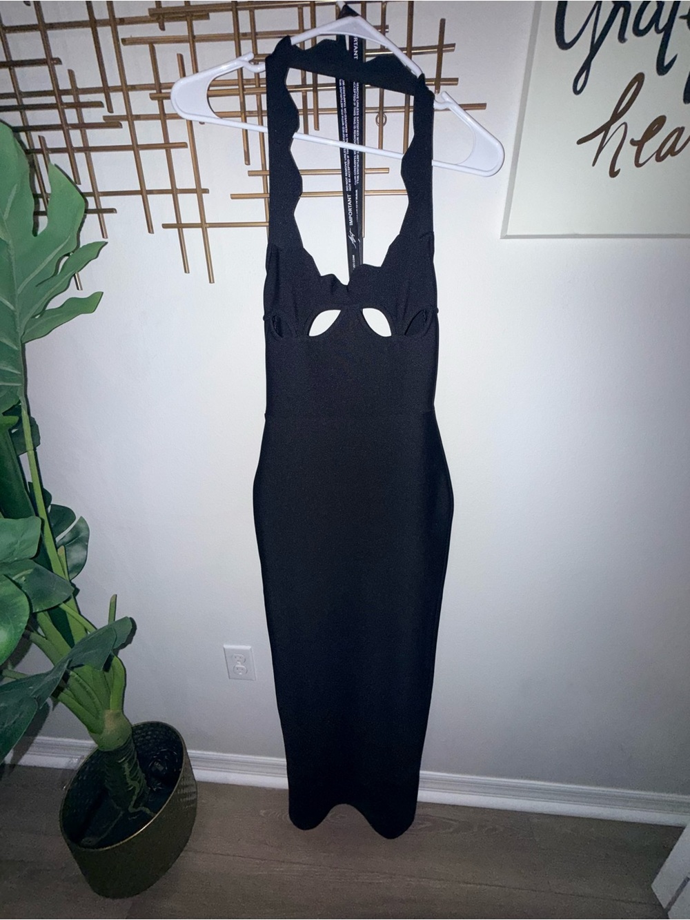 Black Halter Maxi Dress with Cutout Detail - Women